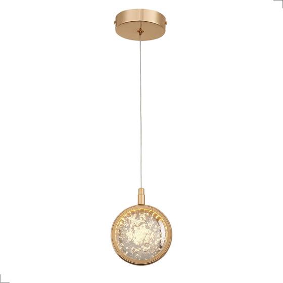 Imagem de Kit 2 Pendentes Luminária Globo Cristal Bolhas Saturno LED 3200K 7W