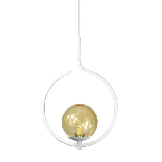 Imagem de Kit 2 Pendentes On Loop BRANCO com globo de vidro AMBAR