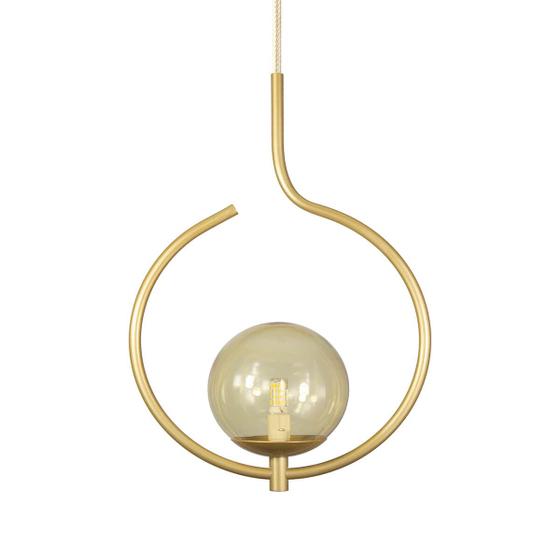 Imagem de Kit 2 Pendentes On Loop DOURADO com globo de vidro AMBAR