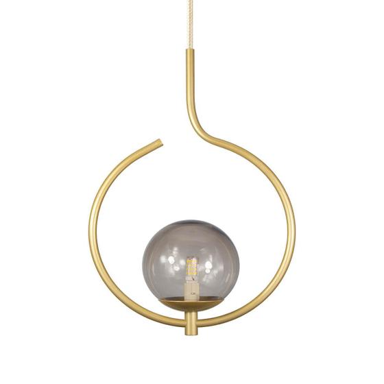 Imagem de Kit 2 Pendentes On Loop Dourado Com Globo De Vidro Fume