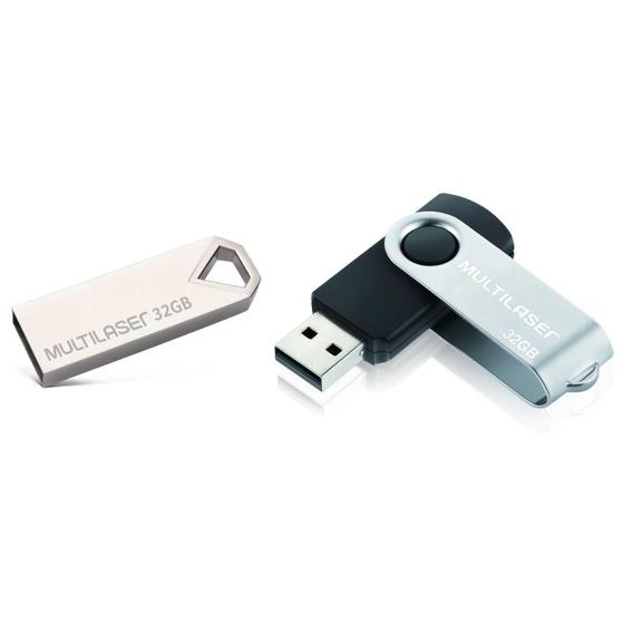 Imagem de Kit 2 Pendrive 32Gb Metalico Diamond 2.0 Twist Musicas Fotos