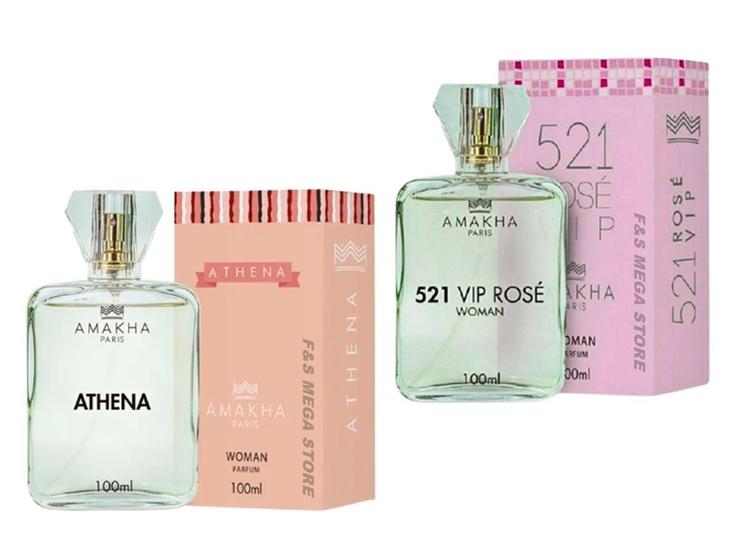 Imagem de Kit 2 Perfume Feminino Amakha Paris 521 Rose Athena 100Ml