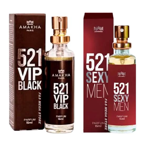 Imagem de Kit 2 Perfume Masculino 521 Vip Black Sexy Men Amakha Paris