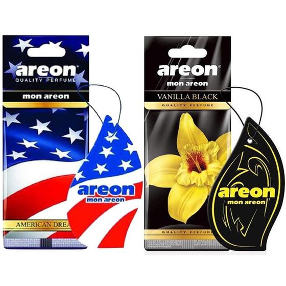 Imagem de Kit 2 Perfumes Carro Cheirinho Areon Vanilla Black, American