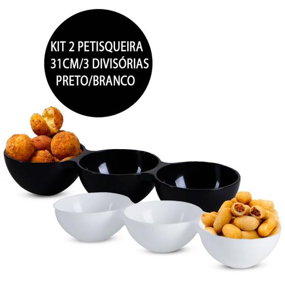 Imagem de Kit 2 Petisqueiras c/ 3 Divisões Churrasco Queijo Doce Iguarias