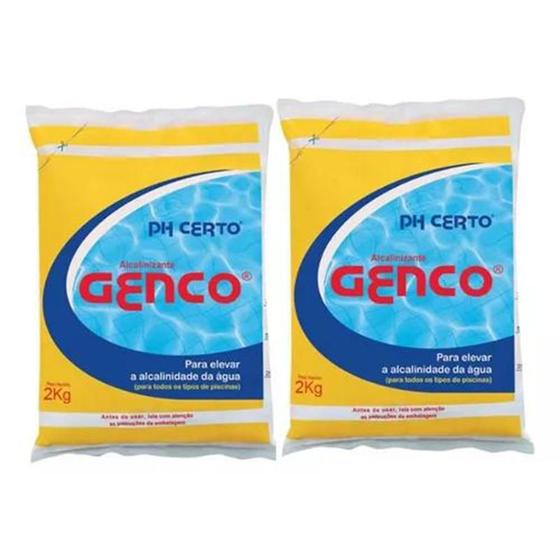 Kit 2 Ph Certo Genco Elevador De Alcalinidade Piscinas 2kg Menor preço em Kit 2 Ph Certo Genco Elevador De Alcalinidade Piscinas 2kg