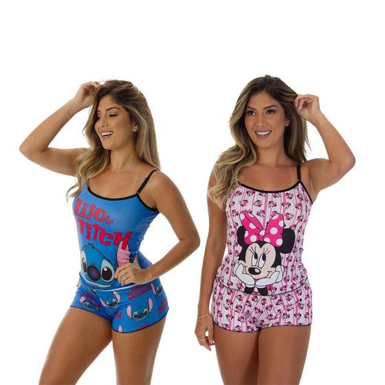 Imagem de Kit 2 Pijama Short Doll Personagem Frimodas Adulto