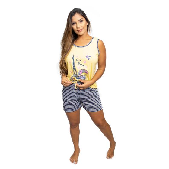 Imagem de KIT 2 Pijamas Feminino Baby Doll Camiseta Malha Atacado