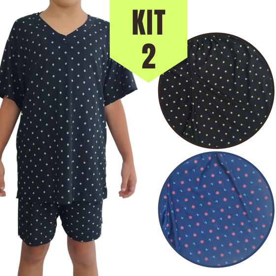 Imagem de Kit 2 Pijamas Liganete Infantil Menino Manga Curta e Short Verão