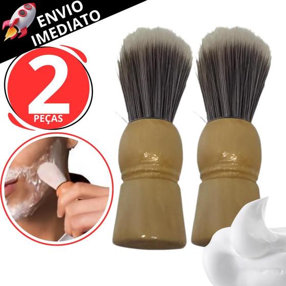 Imagem de Kit 2 Pincel De Barbear Para Barba Prrofissional Aplicador de Espuma Lavável Macio Barbeiro