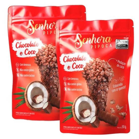 Imagem de Kit 2 Pipoca Senhora Pipoca Sabor Chocolate e Coco 90g
