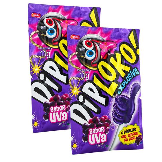 Imagem de Kit 2 Pirulito Dip Loko Explosive Sabor Uva 11g