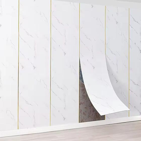 Imagem de Kit 2 Placa Adesiva Parede Rolo Painel Mármore 200x60cm Luxo