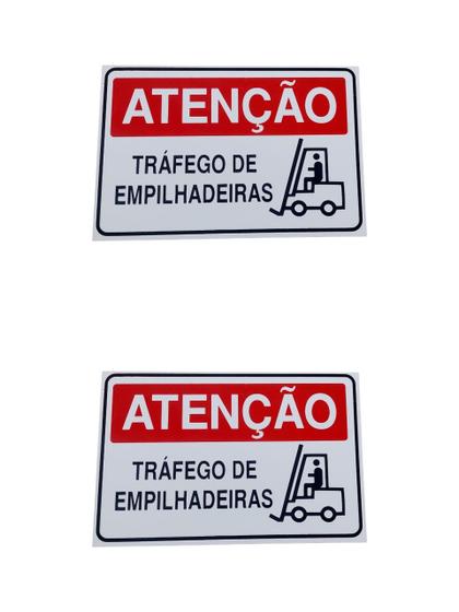 Imagem de KIT 2 Placa DE Sinalização ATENCAO TRAFICO DE EMPILHADEIRA