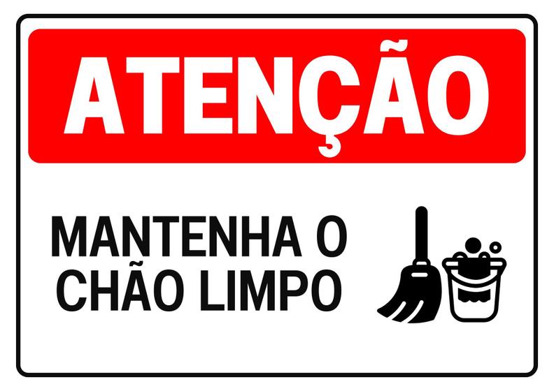 Imagem de Kit 2 Placa PS Atencao Mantenha o Chao Limpo 30x20cm