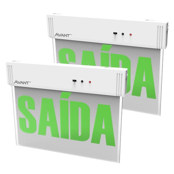 KIT 2 Placa Sinalização Saída Verde 40lm 1w Bivolt 2 lados 6000k - Avant Menor preço em KIT 2 Placa Sinalização Saída Verde 40lm 1w Bivolt 2 lados 6000k - Avant