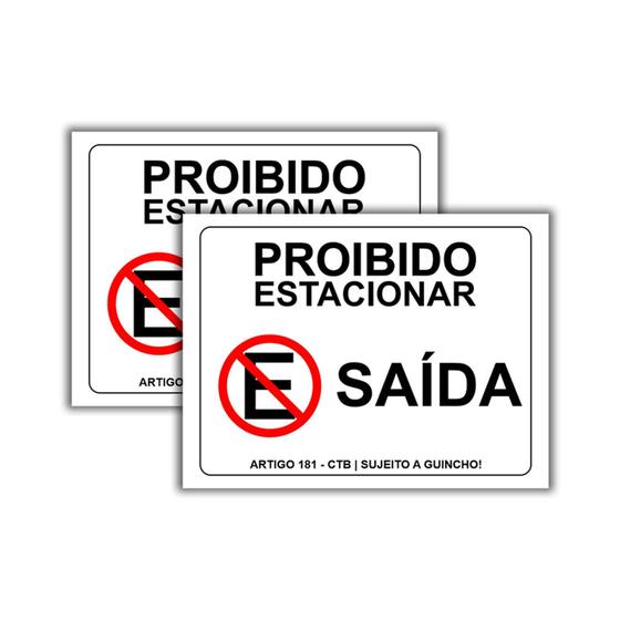 Imagem de Kit 2 Placas De Proibido Estacionar 40x30cm  Saída (PL000040)