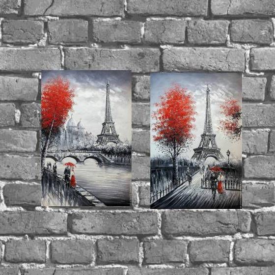 Imagem de Kit 2 Placas Decorativas De Parede Paris 18x27cm