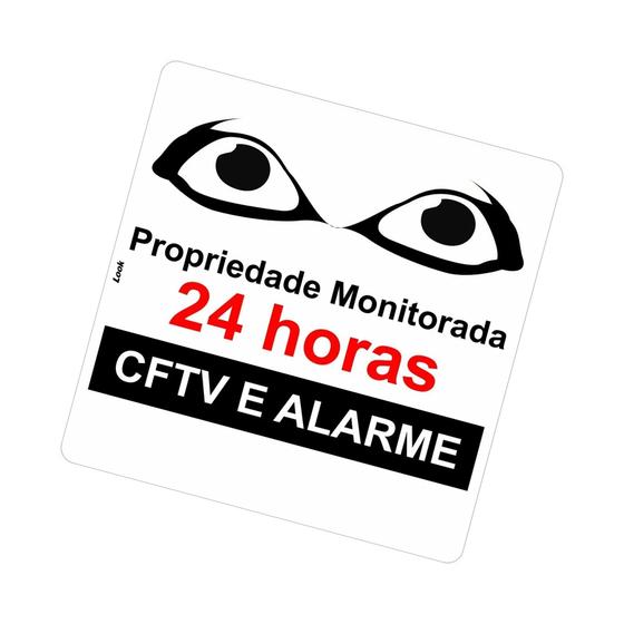 Imagem de kit 2 Placas Sinalização Aviso para Propriedade Monitorada 24 horas CFTV e Alarme Monitoramento