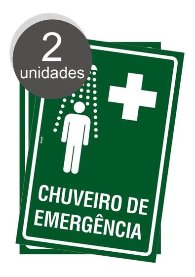 Imagem de Kit 2 Placas Sinalização Chuveiro de Emergência Alerta