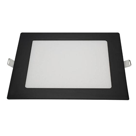 Imagem de Kit 2 Plafon Led Embutir Qua Preto Branco Quente 12w 17x17