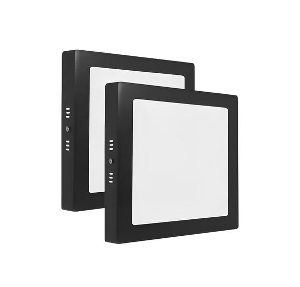 Imagem de Kit 2 Plafon Sobrepor Luminária Led Quadrado 18w Preto Bivolt Avant