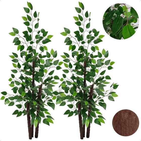Imagem de Kit 2 Planta Artificial Ficus Verde Sem Vaso Decoração