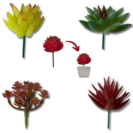 Imagem de Kit 2 Plantas Mini Suculenta Artificial Sem Vaso Só a planta