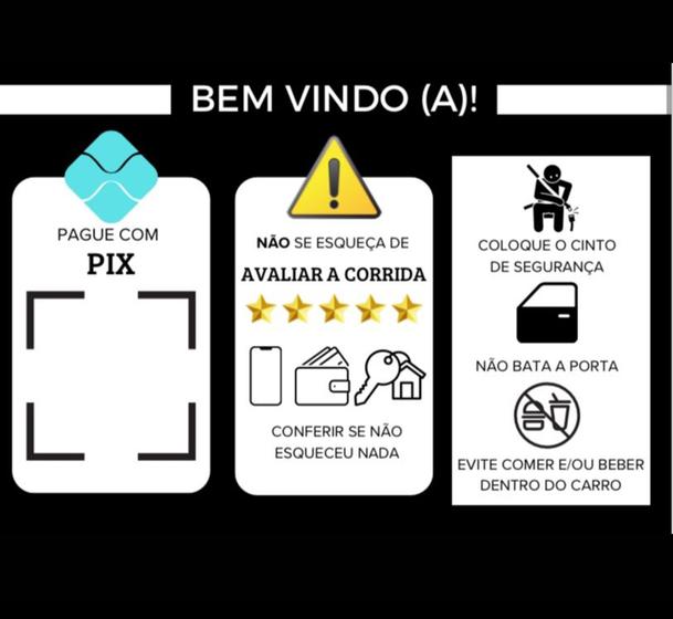 Imagem de Kit 2 Plaquinhas Informativas p/ Motorista de Aplicativo Uber/ 99 Pop - Plastificada