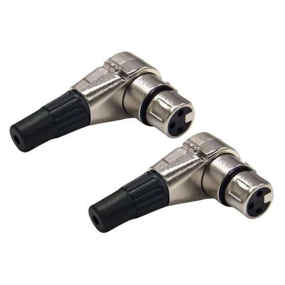 Imagem de Kit 2 Plug XLR Fêmea 90º Metal Profissional Níquel MXT