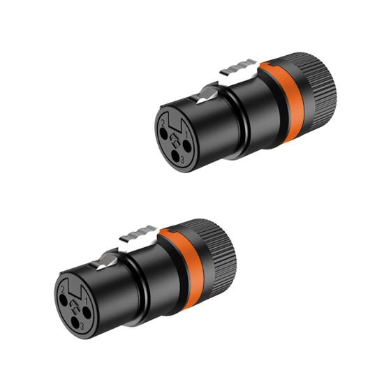 Imagem de Kit 2 Plug XLR Fêmea Roxtone Rotativo Low Profile Rack LX3F