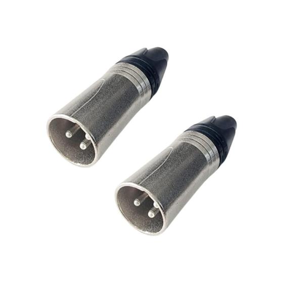 Imagem de Kit 2 Plug Xlr Macho Metal Profissional Cromado Mxt