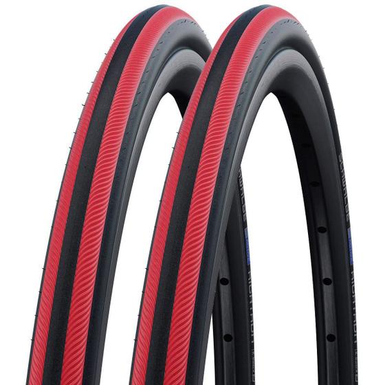 Imagem de Kit 2 Pneus Cadeira de Rodas Schwalbe Active Rightrun 24x1 (25-540) Preto/vermelho