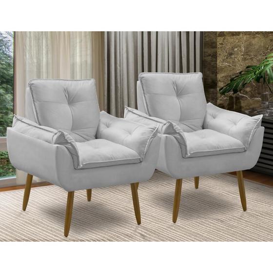 Imagem de Kit 2 Poltrona decorativa opala confortável para sala quarto recepção suede luxo porto arapongas