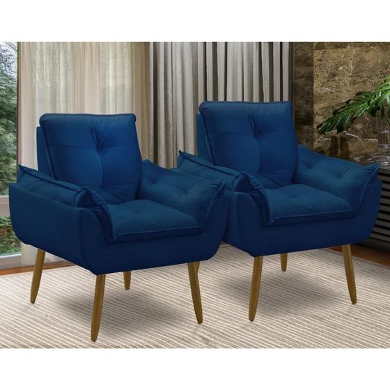 Imagem de Kit 2 Poltrona decorativa opala confortável para sala quarto recepção suede luxo porto arapongas