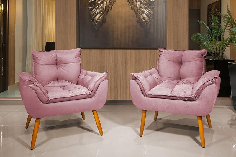 Imagem de Kit 2 Poltrona Decorativa Opala Sala De Estar Rosa