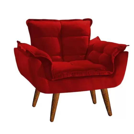 Imagem de Kit 2 poltrona opala VERMELHA suede decorativa para sala escritório Biselos-Decor