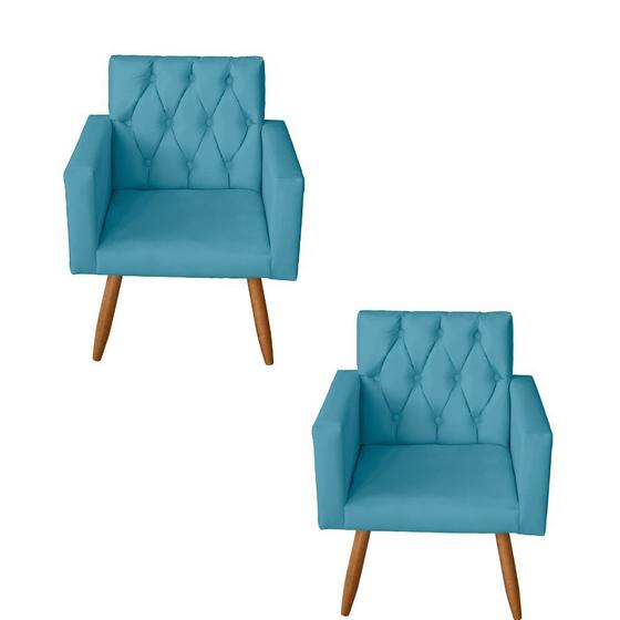Imagem de Kit 2 Poltronas 66cm Capitonê Thais Suede - Mafer