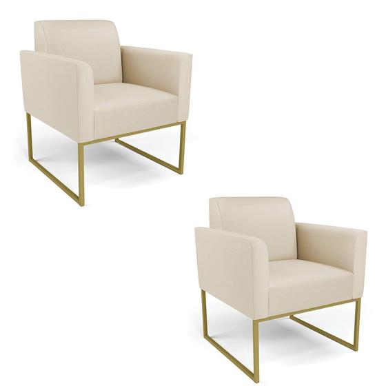 Imagem de Kit 2 Poltronas Base Industrial Dourado Marisa material sintético D03 - D'Rossi