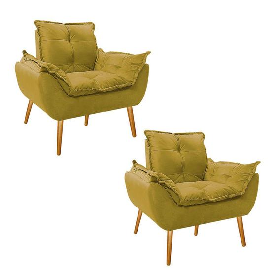 Kit 2 Poltronas Cadeiras Decorativas Opala Suede Amarelo Pés Palito para Recepção Sala de Estar Consultório Escritório Quarto - AM Decor Menor preço em Kit 2 Poltronas Cadeiras Decorativas Opala Suede Amarelo Pés Palito para Recepção Sala de Estar Consultório Escritório Quarto - AM Decor