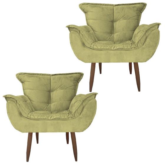 Imagem de Kit 2 Poltronas Cadeiras Decorativas Opala Suede - Beatriz Decor