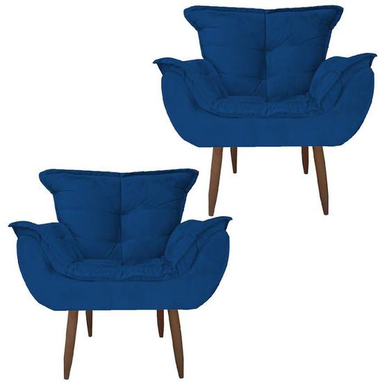 Imagem de Kit 2 Poltronas Cadeiras Decorativas Opala Suede Pés Palito para Recepção Sala de Estar