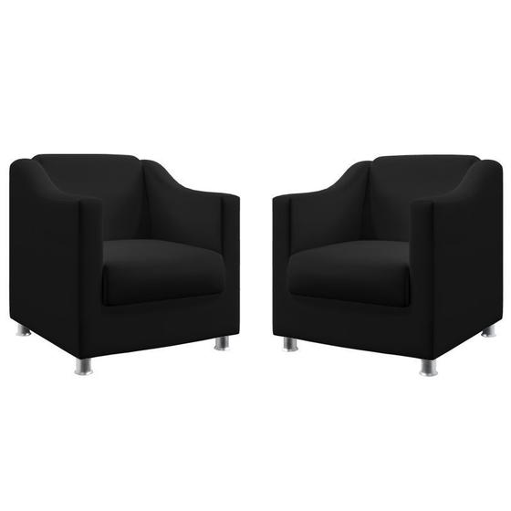 Imagem de Kit 2 Poltronas Decorativa Alya Sued Preto Aradecor