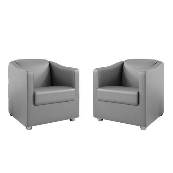 Imagem de Kit 2 Poltronas Decorativa Bia Material Sintético Cinza Dal Poz Estofados