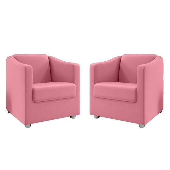 Imagem de Kit 2 Poltronas Decorativa BIA Suede Rosa SKY MOBILE