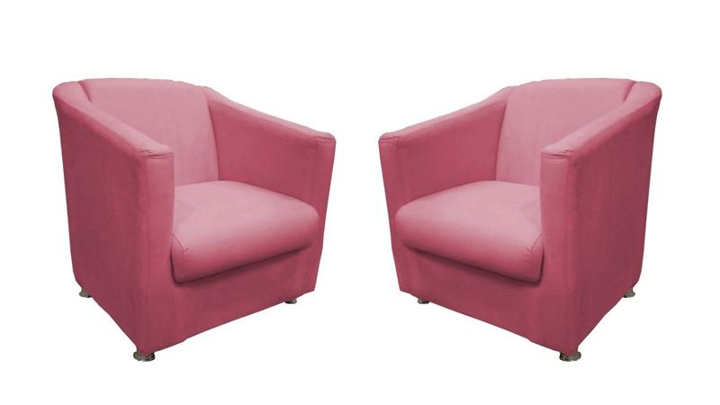 Imagem de Kit 2 Poltronas Decorativa Biane Suede Rosa Pés Cromado Mz Decor