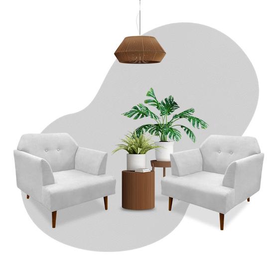 Imagem de Kit 2 Poltronas Decorativa Bréscia material sintético Branco