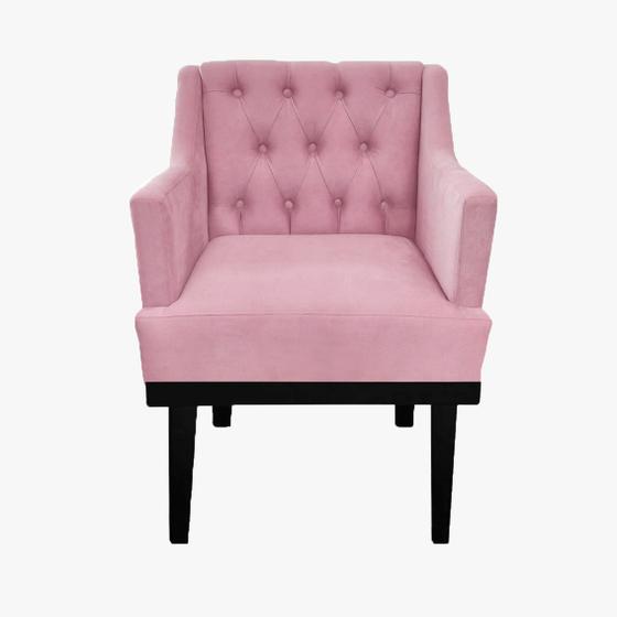 Imagem de Kit 2 Poltronas Decorativa Em Capitonê Para Sala de Visitas Classica Suede Rosa Claro LM DECOR