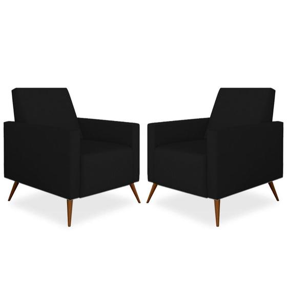 Kit 2 Poltronas Decorativa Gabi Sala Pés Palito Suede Preto Nobile Estofados Menor preço em Kit 2 Poltronas Decorativa Gabi Sala Pés Palito Suede Preto Nobile Estofados