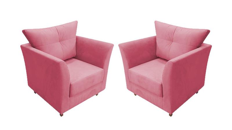 Imagem de Kit 2 Poltronas Decorativa Isis Suede Rosa Pés Madeira Mz Decor